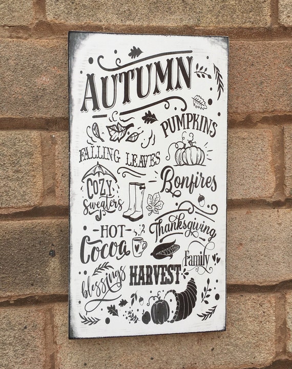 Rustic Autumn pumpkins thanksgiving harvest shabby vintage chic sign plaque Rustic Autumn pumpkins thanksgiving harvest shabby vintage chic sign plaque