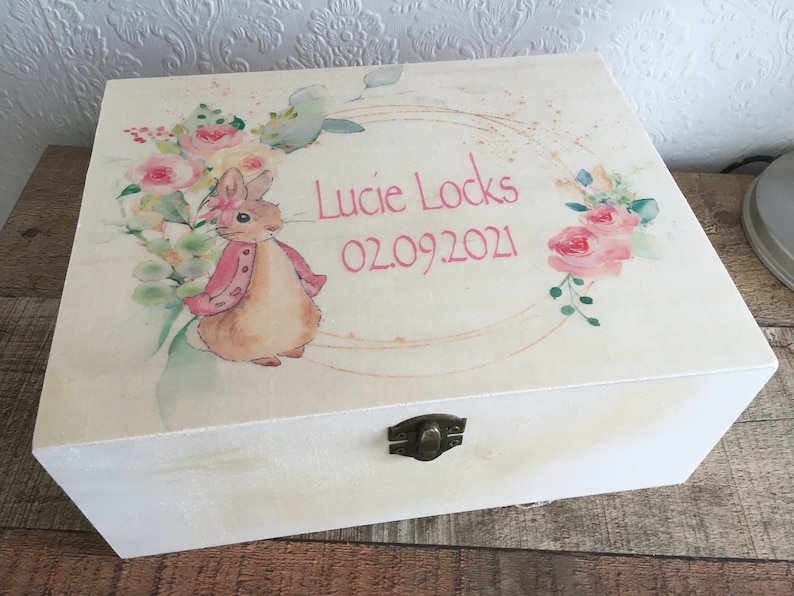 Flopsy Rabbit Keepsake Memory Box Personalized Wooden Box Etsy