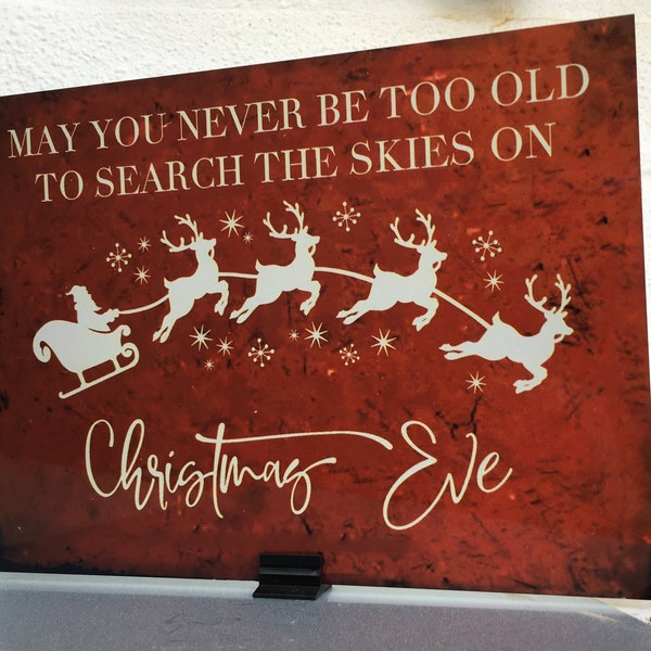 Rustic Metal Kringle Christmas May you never be too old to search the skies  sign plaque distressed shabby chic vintage sign