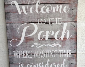 Rustic Welcome to the Porch Sign: Distressed Metal Plaque (12x8 inch)