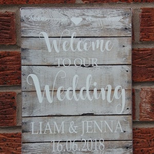 Wedding Welcome Sign Personalised Rustic Wooden Welcome To Our wedding sign Venue Decoration