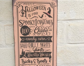 Halloween Black Cats Pumpkins sign metal plaque distressed shabby chic vintage sign