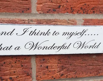 Distressed White Wooden Sign, World Plaque, Free Standing Home Decor