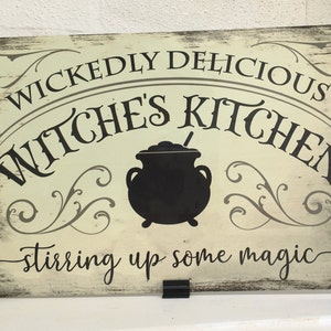 Halloween wicked witch kitchen metal sign plaque distressed shabby chic vintage sign