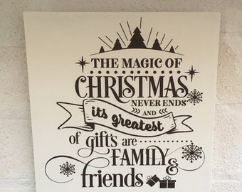 The magic of christmas never ends christmas wooden Hanging Sign Plaque