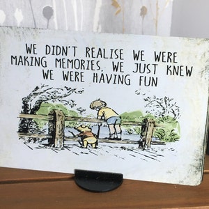 Rustic Metal Winnie the Pooh Making Memories Fun sign plaque distressed shabby chic vintage sign