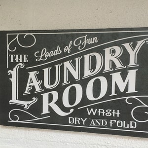 Loads of fun Laundry Room Wash Dry and Fold chalkboard effect xmas gift wooden sign plaque