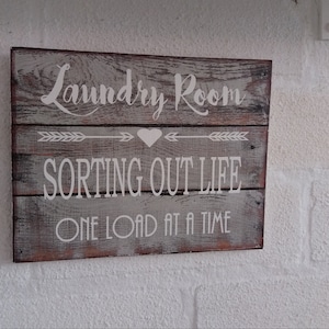 Rustic Laundry room sorting out life one load at a time wooden plaque sign