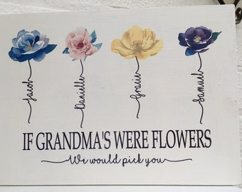 If Grandmas Nannie Nan Mama were flowers we would pick you personalized wooden plaque mothers day gift idea