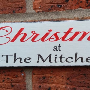 Christmas personalised wooden hanging free standing xmas sign family name sign plaque