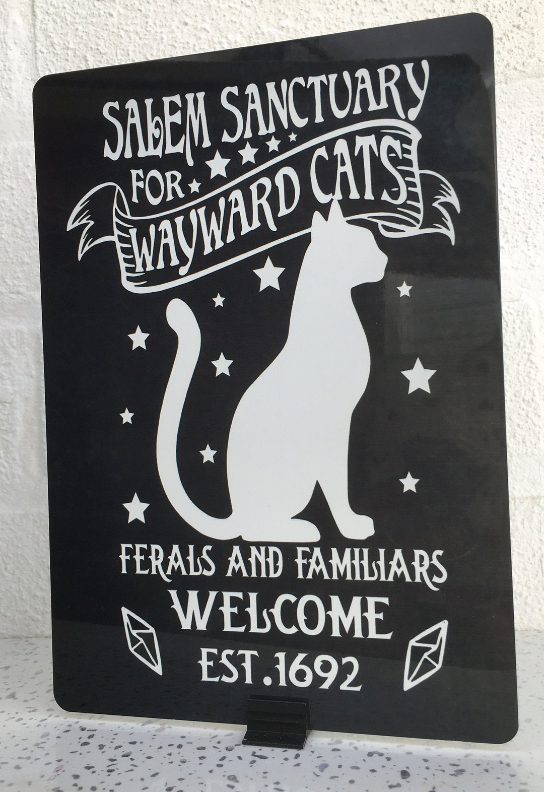 DZQUY Targa In Metallo Per Parete, 20x30cm, 'Salem Sanctuary For Wayward Cats', Decorazione Vintage Per Halloween E Camere Da Letto