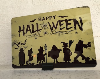 Rustic Primitive Happy Halloween Trick or Treat sign plaque distressed shabby chic vintage sign