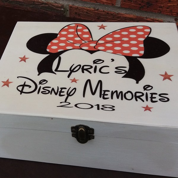 Vintage Disney Keepsake Memory Box personalized wooden box treat box personalized xmas family minnie mouse