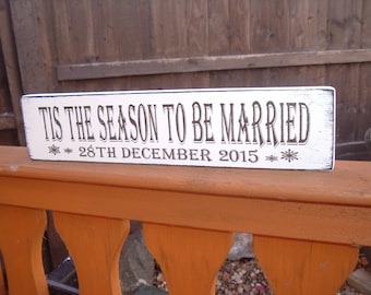 tis the season to be married shabby chic free standing wedding top table mr & mrs personalized wooden sign plaque