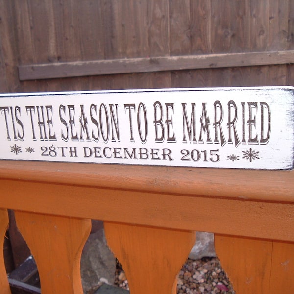 tis the season to be married shabby chic free standing wedding top table mr & mrs personalized wooden sign plaque