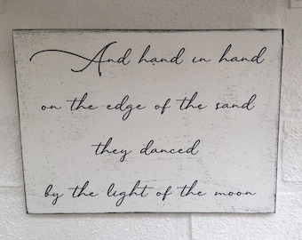Shabby Chic Beach Wedding Sign: Distressed Wooden Plaque