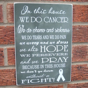 shabby chic in this house we do cancer we fight chemo pray typography family  sign plaque
