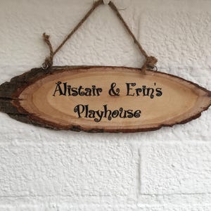 Personalized Playhouse sign bark children's club house wooden plaque christmas personalised gift