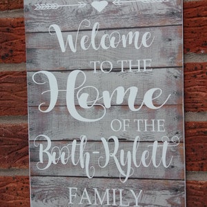 Personalized Rustic Wooden Welcome Home Sign: Family Name Plaque