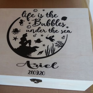 Little Mermaid Disney Keepsake Memory Box personalized birthday Memories wooden gift box treat box personalized xmas family