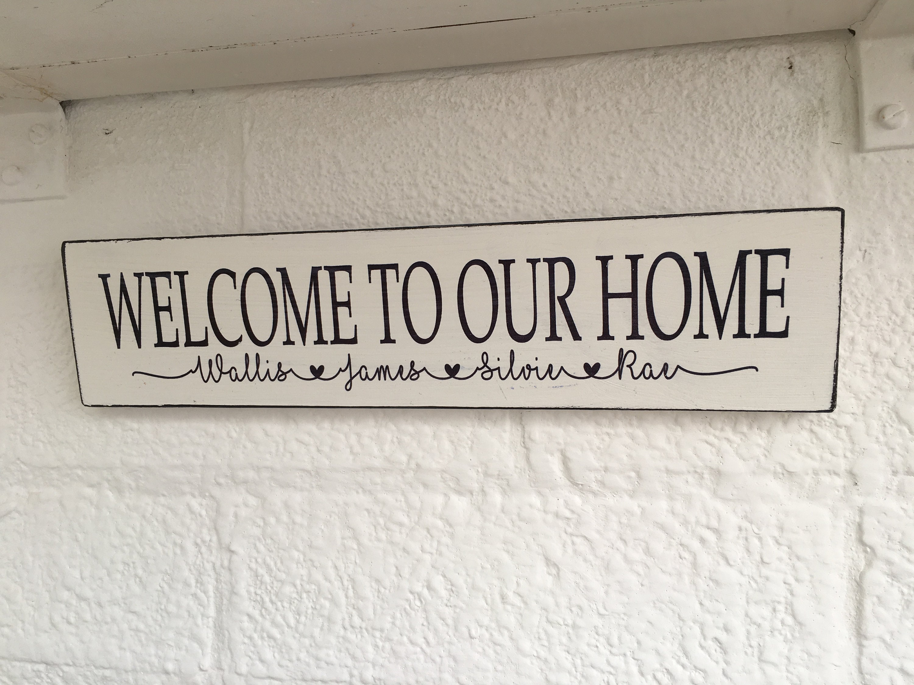 Personalized Welcome Home Sign: Shabby Chic Wooden Plaque