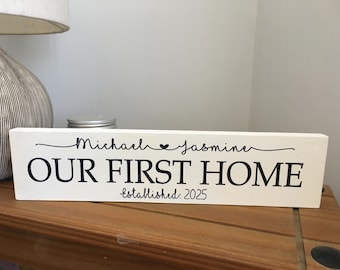 Our First Home personalized sign shabby vintage chic personalised new home house warming  plaque
