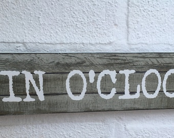Gin Lovers Gin O Clock shabby chic distressed free standing wooden sign plaque