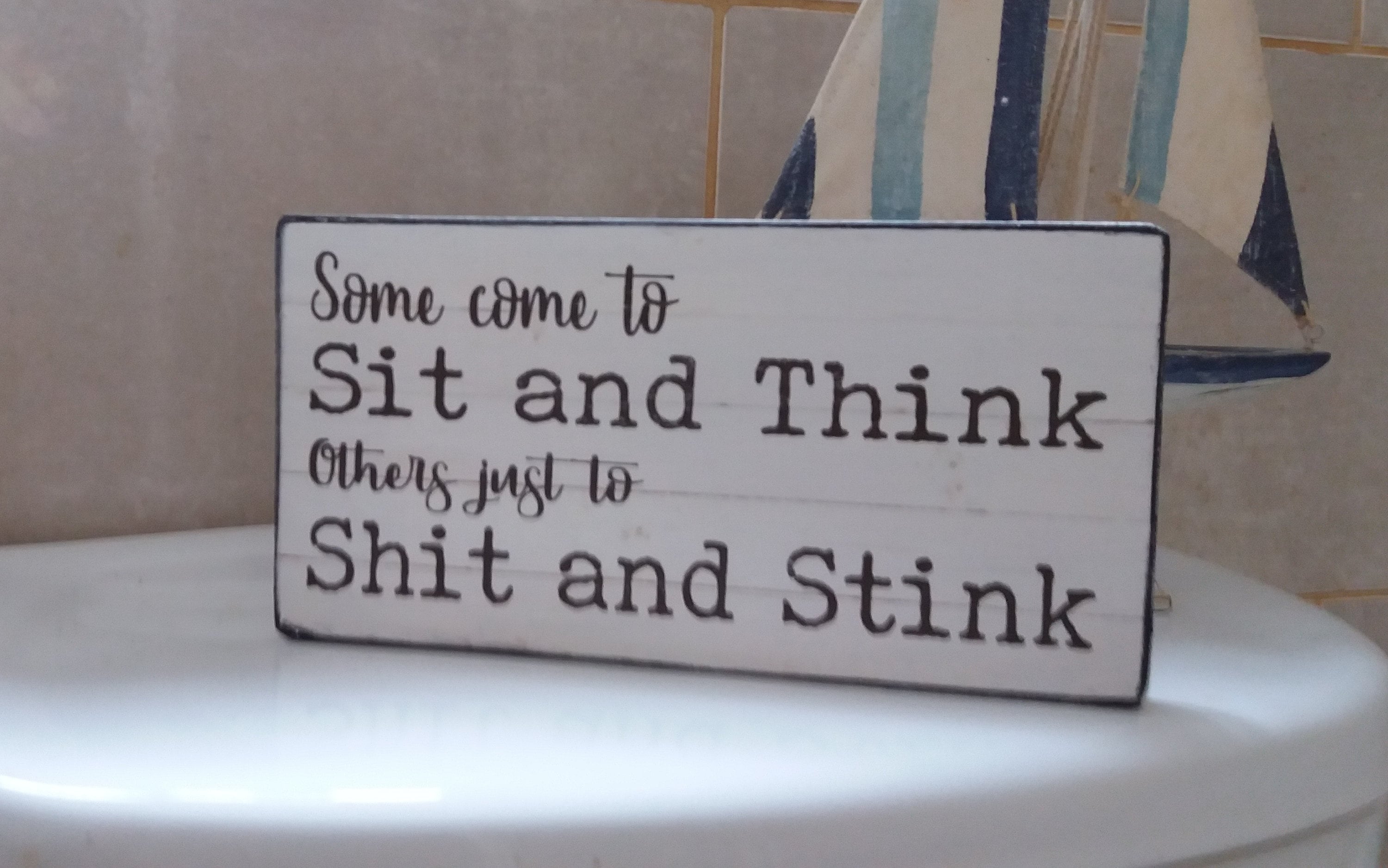 Funny Bathroom Desk Sign – Double Sided Toilet Humor Decor For Home, Office, Restroom – 6.3x3.16 Inches - View #13