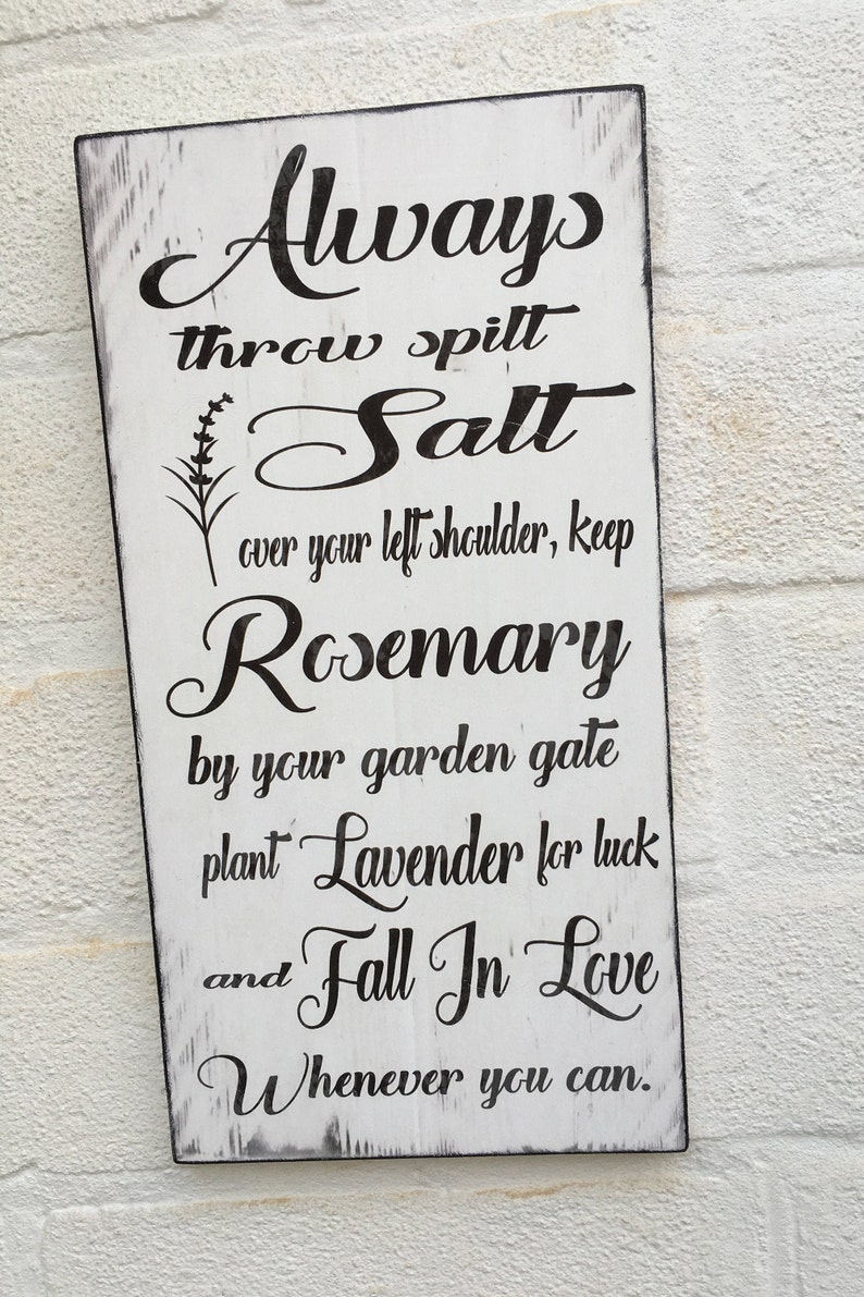 Practical magic quote always throw spilt salt sign plaque Etsy