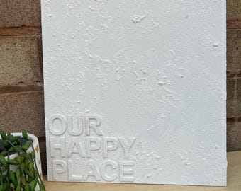 Our happy place textured canvas wall art