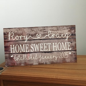 Rustic Home Sweet Home personalized distressed sign shabby vintage chic personalised new home house warming  plaque