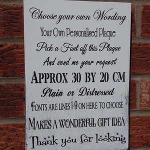 Personalized Word Plaque: Shabby Chic Wooden Hanging Sign