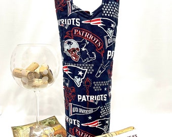 New England Patriots Football NFL Pats Wine Tote Gift Bag BYOB Bag Tailgating