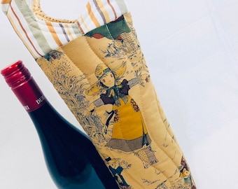 Harvest Time Scarecrows Primitives Wine Bag Hostess Gift Thanksgiving Wine Bottle Bag