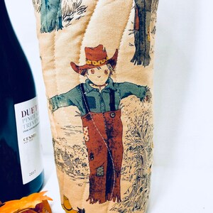 Harvest Time Scarecrows Wine Bag Hostess Gift Thanksgiving Wine Bottle Bag image 2