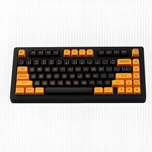 KBDiy Black & Yellow Keycap Set – 142 Keys Retro Style for Mechanical Keyboard