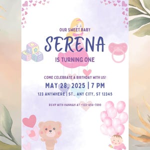 Notre petite princesse fête ses 1 ans : lot de 3 cartes imprimables pour 4,99 €