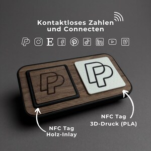 NFC Tag für kleine Unternehmen | Kontaktlos zahlen & verlinken | PayPal Instagram Link Karte mit Holz oder 3D-Druck