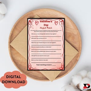 Druckbare Date Night Spiel, Jubiläumsspiele, lustige Partyspiele für Paare, Valentinstagsspiele, Perfect Match Paarspiele