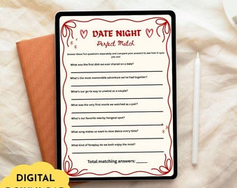 Jeux de couple parfaits, jeu de soirée imprimable, jeux d'anniversaire, jeux de fête amusants pour couples, jeux de la Saint-Valentin