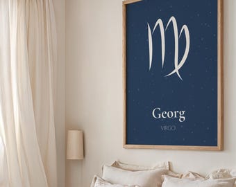 Personalizable poster with zodiac sign, Zodiac Sign Baby Print, Astrology Poster, Baby Gift, Digital Download, Zodiac Sign
