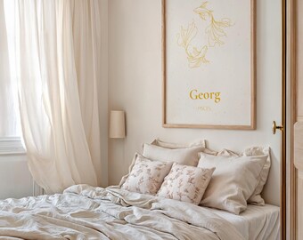 Personalizable poster with zodiac sign, Zodiac Sign Baby Print, Astrology Poster, Baby Gift, Digital Download, Zodiac Sign