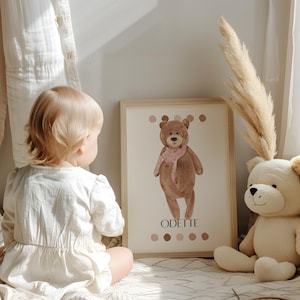 Póster personalizado con nombre A4 para bebé, decoración infantil con nombre, regalo de nacimiento, descarga digital, flor, primavera