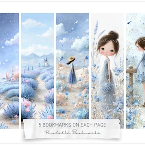 Drömlika lavendelfält bokmärken | Romantisk förtrollad landsbygd utskrivbar JPG (digital nedladdning)