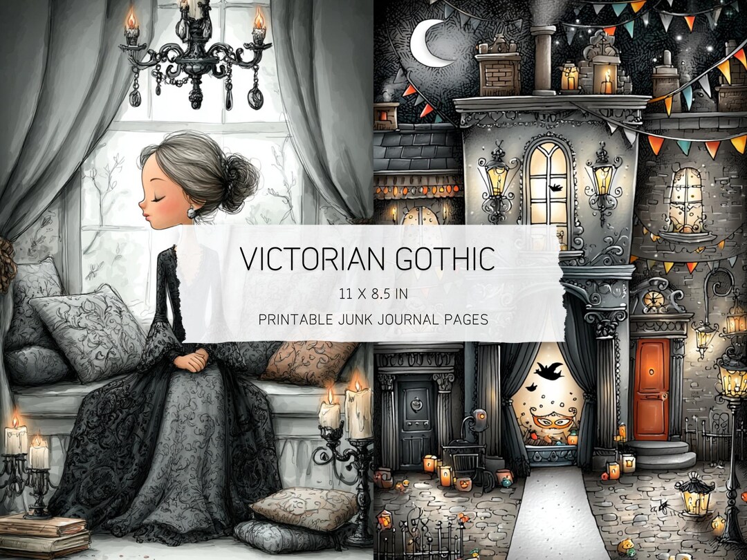 Victorian Gothic Junk Journal Pack | Dark Red Digital Printable JPG ...