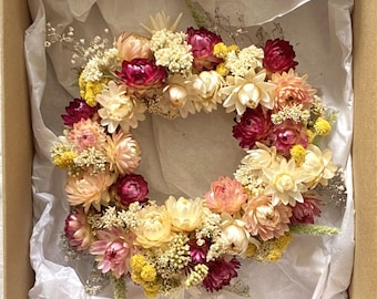 Minikrans 15 cm: handgemaakt, bloemsierkunst, modern huis, gedroogde bloemen