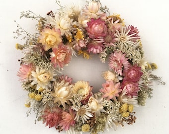 Mini corona de 15 cm: hecha a mano, arte floral, hogar moderno, flores secas