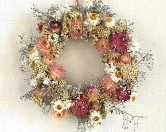 Mini Wreath 15cm : Handcrafted, Floral art, Modern Home, Dried flowers
