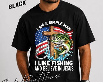Christliches Angeln-Hemd Ich bin ein einfacher Mann, der gerne fischen und an Jesus glaubt