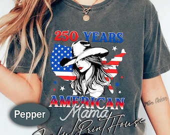 Amerikanische Mama 250 Jahre Shirt Patriotisches Cowgirl Shirt Vintage Western USA 1776 2026 4. Juli Shirt Geschenk für Mama Country Girl Outfit